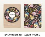 cover design with floral... | Shutterstock .eps vector #600579257