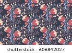floral seamless pattern. hand... | Shutterstock .eps vector #606842027