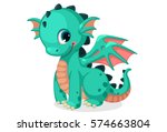 Cute Green Dragon Cartoon Vector