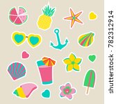 collection of summer stickers.... | Shutterstock .eps vector #782312914