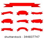 set of red ribbon banners vector | Shutterstock .eps vector #344837747