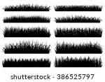grass borders silhouette on... | Shutterstock .eps vector #386525797