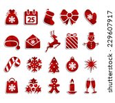 set of christmas icons with... | Shutterstock .eps vector #229607917