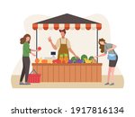 local market sell vegetables... | Shutterstock .eps vector #1917816134