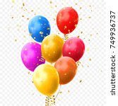 colorful balloons vector on... | Shutterstock .eps vector #749936737