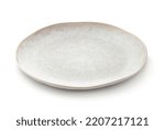 Empty trendy handmade ceramic dish isolated on white