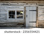 historic old wood plank farm house door and window