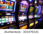 blurred background of slot machines in casino                              
