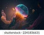 Jellyfish wallpaper colorful nature deepsea
