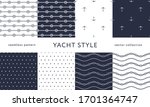 set of nautical seamless... | Shutterstock .eps vector #1701364747