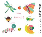 vector cute cartoon insects on... | Shutterstock .eps vector #783357931