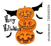 happy halloween bat pumpkin | Shutterstock .eps vector #730540534