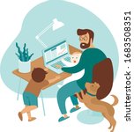 busy father working from home... | Shutterstock .eps vector #1683508351