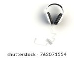 white headphones on white... | Shutterstock . vector #762071554