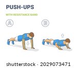 man doing push ups home workout ... | Shutterstock .eps vector #2029073471