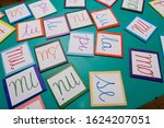 Small photo of Cardboards with syllables for learning to read