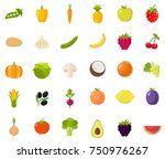 vegetables fruits icon set flat ... | Shutterstock .eps vector #750976267