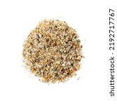 Small photo of Coarse sand isolated. Water filter fine gravel, grit sand for pool filtration, small rock texture on white background top view