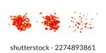 Small photo of Chopped Chili Peppers Cut Isolated, Fresh Spicy Chilli Pepper Pieces, Red Hot Chili Peppers Parts on White Background