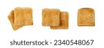 Small photo of Bread Toasts Isolated, Toasted Sandwich Square Slices, Loaf Pieces for Toast on White Background Top View, Clipping Path