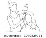 continuous single drawn one... | Shutterstock .eps vector #1070529791