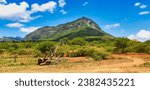 Small photo of The Taita Hills escarpment near Tsavo West offer dramatic views across the southern Kenya savanna from sheer cliffs, Kenya, Africa
