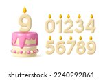 3d birthday cake with candle...