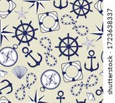 marine seamless pattern. wheel  ... | Shutterstock .eps vector #1723638337