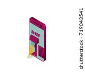 shopping phone. smart phone   | Shutterstock .eps vector #719043541