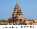 Small photo of The Shore Temple at Mamalapuram on the Coromandel coast of Tamil Nadu, India, built in the 8th century. The granite temple overlooks the Bay of Bengal and withstood the 2004 Tsunami unscathed