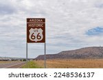 historic Route 66 sign near Seligman (Yavapai county, Arizona, United States)