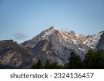 Small photo of Alps, mountains with stormy skies, leaden heavy skies, Berge in evening