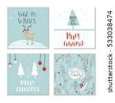 set of 4 cute gift cards and... | Shutterstock .eps vector #533038474
