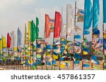 prayer flags and hadak at... | Shutterstock . vector #457861357