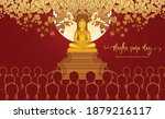 Magha Puja Day Banner With Gold ...