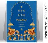 indian wedding card  elephant... | Shutterstock .eps vector #523212577