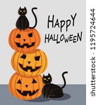 halloween pumpkin with black... | Shutterstock .eps vector #1195724644