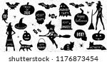 halloween icons set. black and... | Shutterstock .eps vector #1176873454