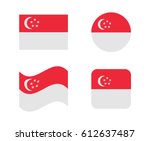 Set 4 Flags Of Singapore
