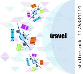 travel suitcase plane vector... | Shutterstock .eps vector #1176334114