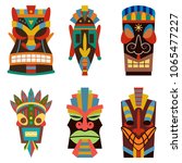 Tiki Tribal Mask Vector Set....