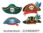 Pirate Hats Vector Cartoon Set...