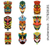 Tribal Tiki Mask Vector Set Of...