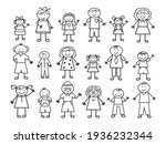 set of doodle family figures.... | Shutterstock .eps vector #1936232344