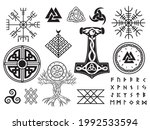 set of viking symbols.... | Shutterstock .eps vector #1992533594