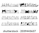 set of many cats looking out... | Shutterstock .eps vector #2039443637