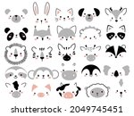set of cute animal faces.... | Shutterstock .eps vector #2049745451