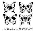 set of stylized butterfly with...