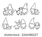 Set Of Gnomes With Farm Animals....