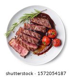 Grilled Sliced Beef Steak With...